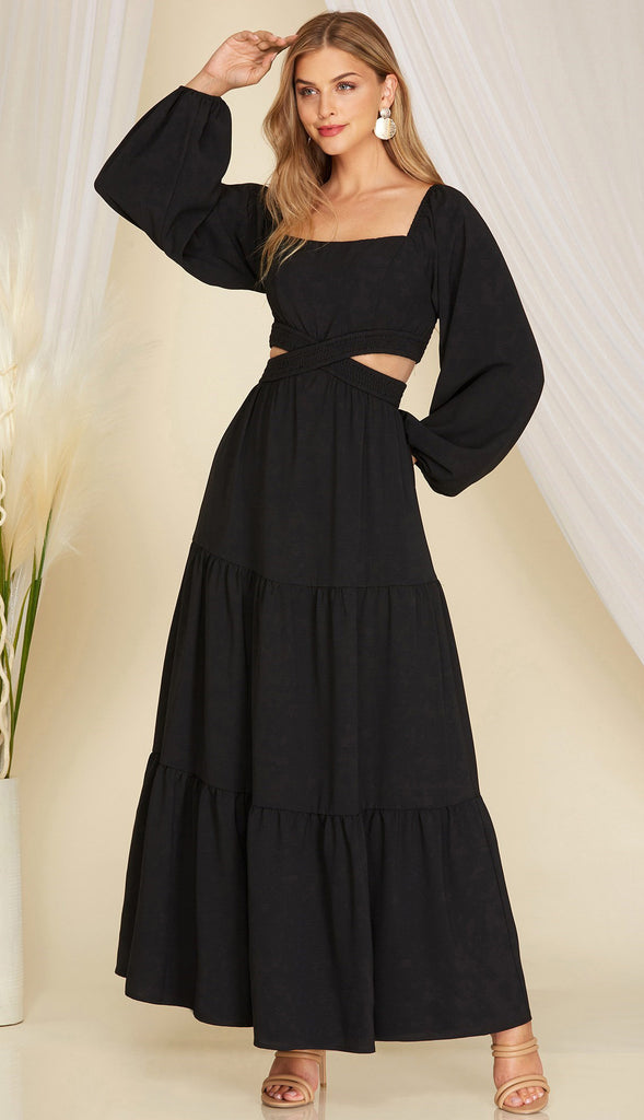 Make An Impression Open Waist Maxi Dress - Teal
