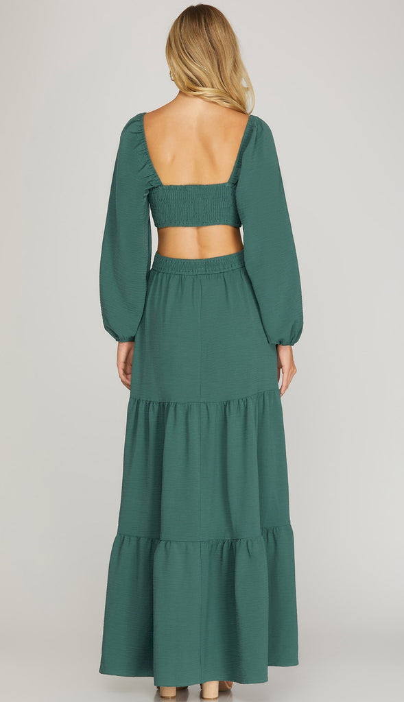Make An Impression Open Waist Maxi Dress - Teal