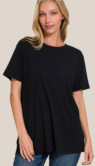 Cotton Boyfriend Round Neck Tee