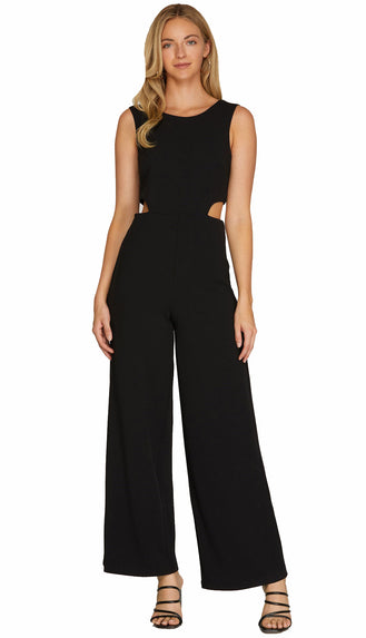 Cocktail Hour Sleeveless Cut Out Jumpsuit- Black