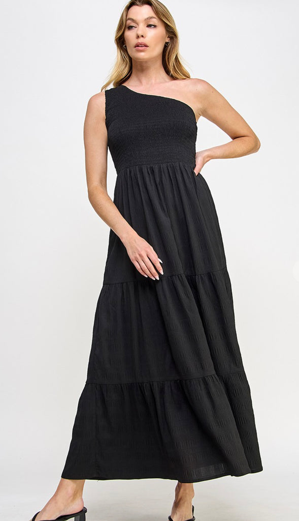 Stephanie One Shoulder Maxi Dress- Black