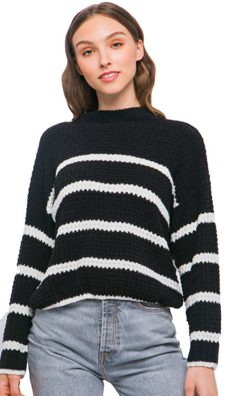 Stripe Waffle Sweater