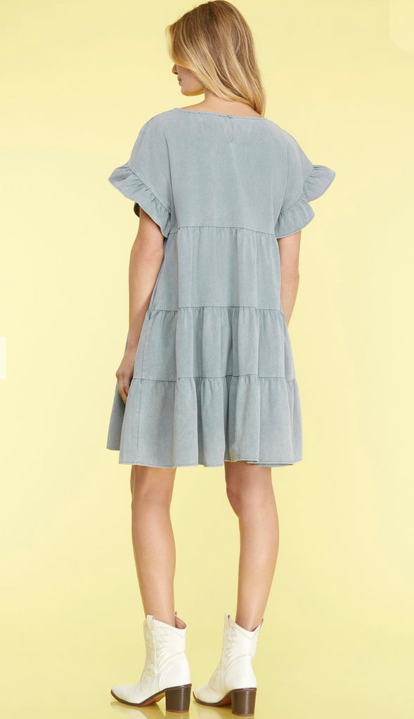 Go With The Flow Tiered Dress- Blue