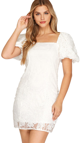 Best Day Bubble Organza Dress- Off White