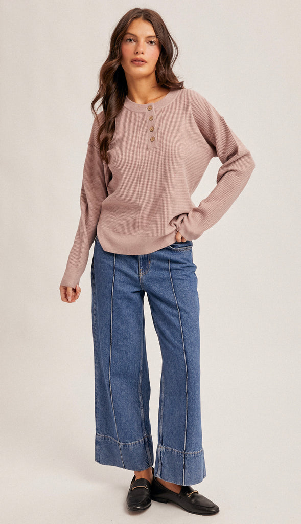 Klara Waffle Sweater Knit- Dark Teal