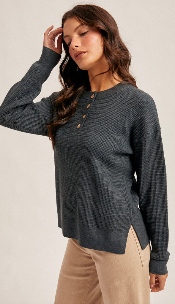 Klara Waffle Sweater Knit- Mauve