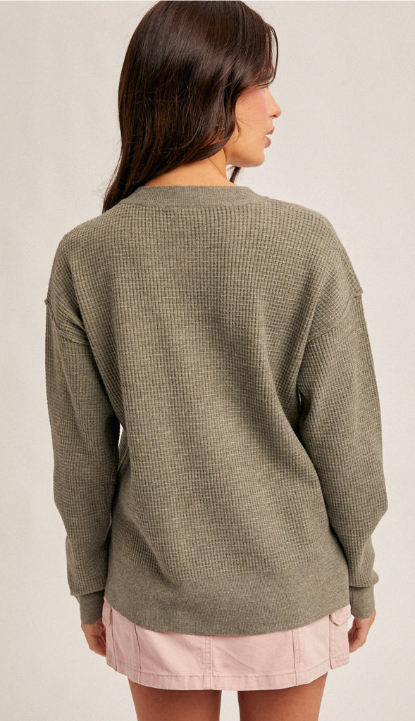 Klara Waffle Sweater Knit- Dark Teal