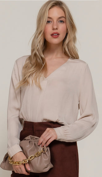 Reese Dull Satin Blouse- Champagne