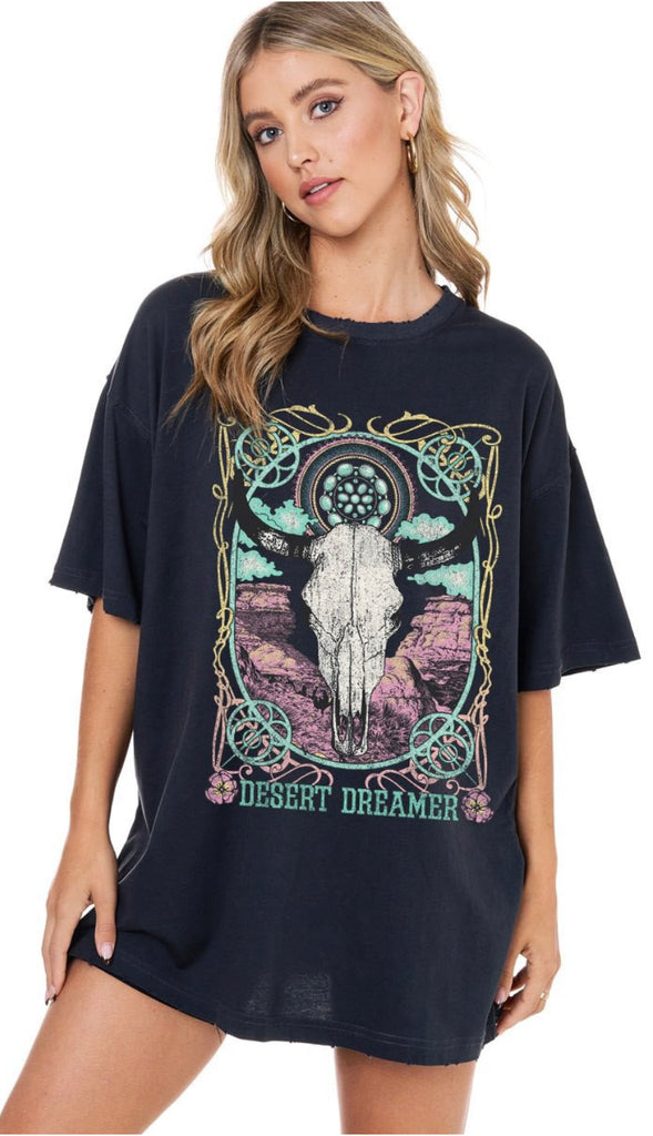 Desert Dreamer Oversized Graphic- Black
