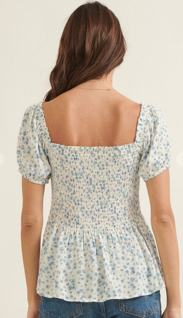 Reesa Floral Puff Sleeve Top- Yellow