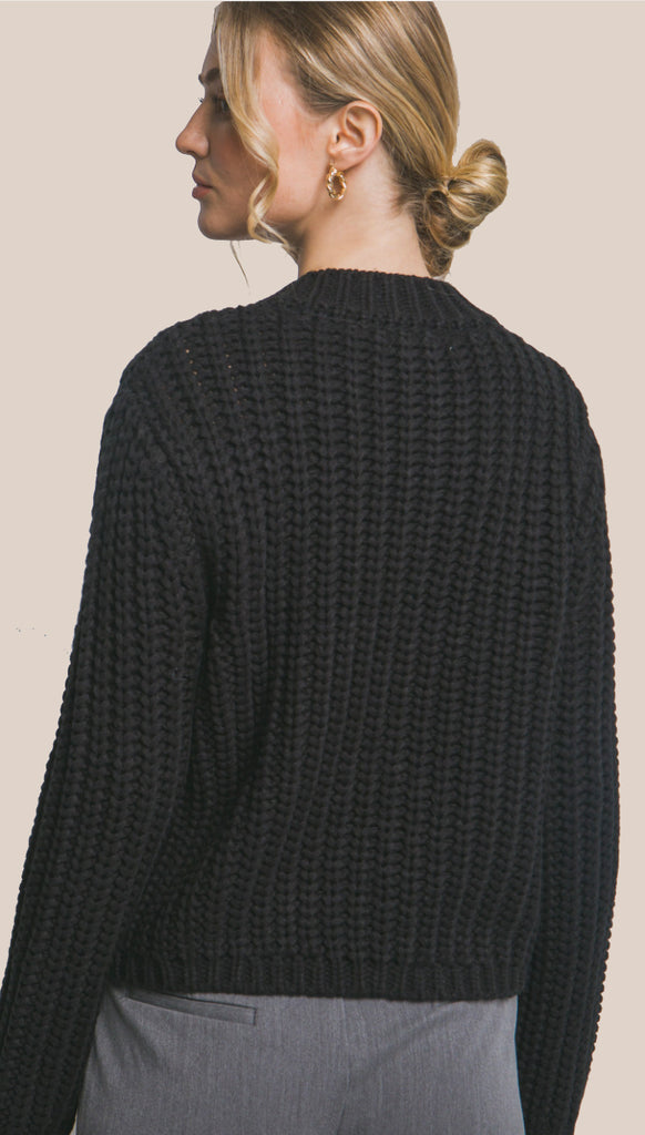 Beth Chunky Knit Cardigan- Black