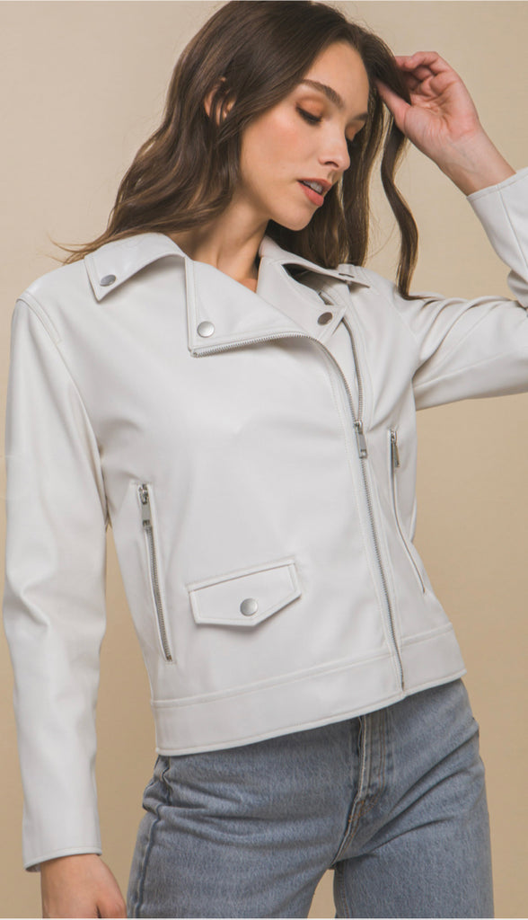 On Edge Leather Moto Jacket- Pink