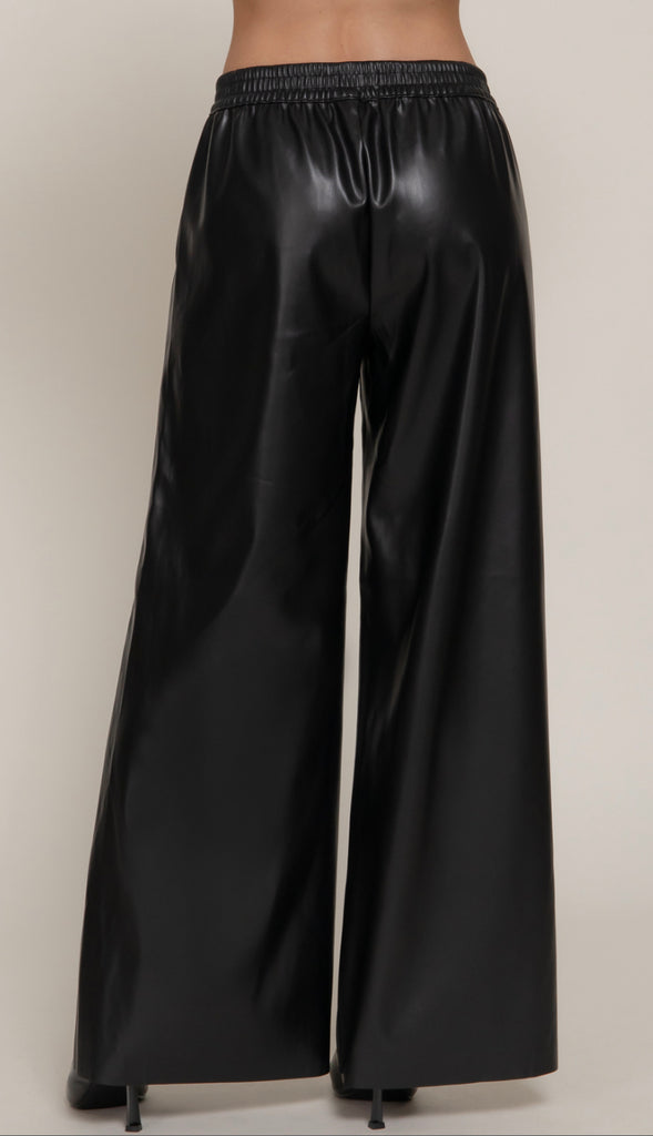 Phoenix Straight Faux Leather Long Pants- Burgundy