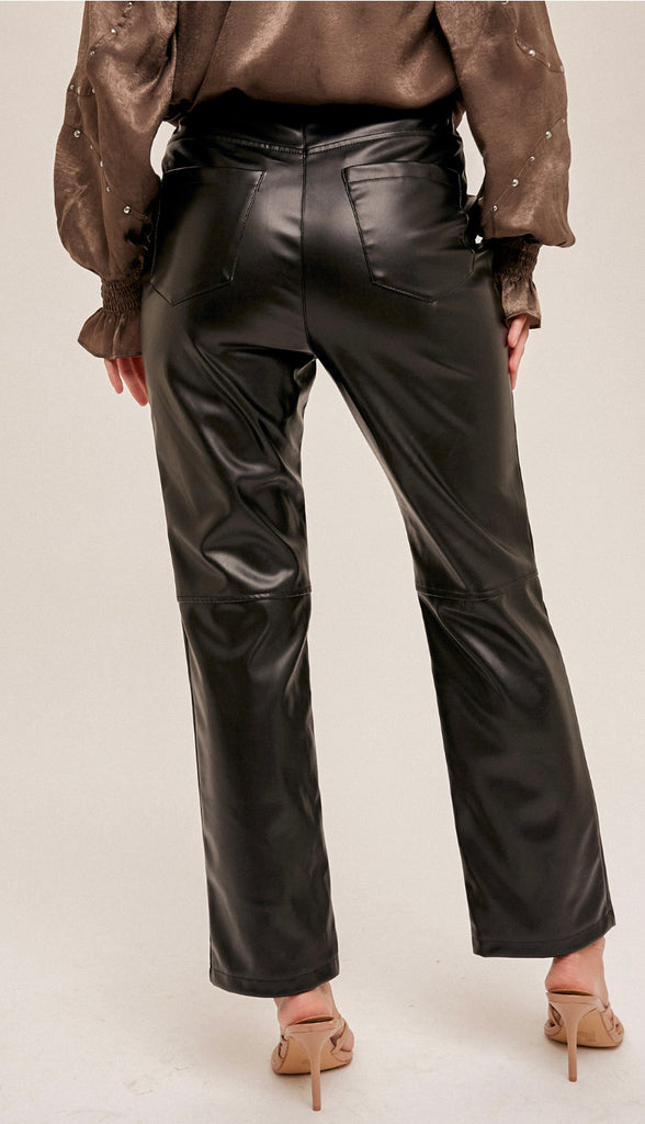 Posie Faux Leather Pants- Black
