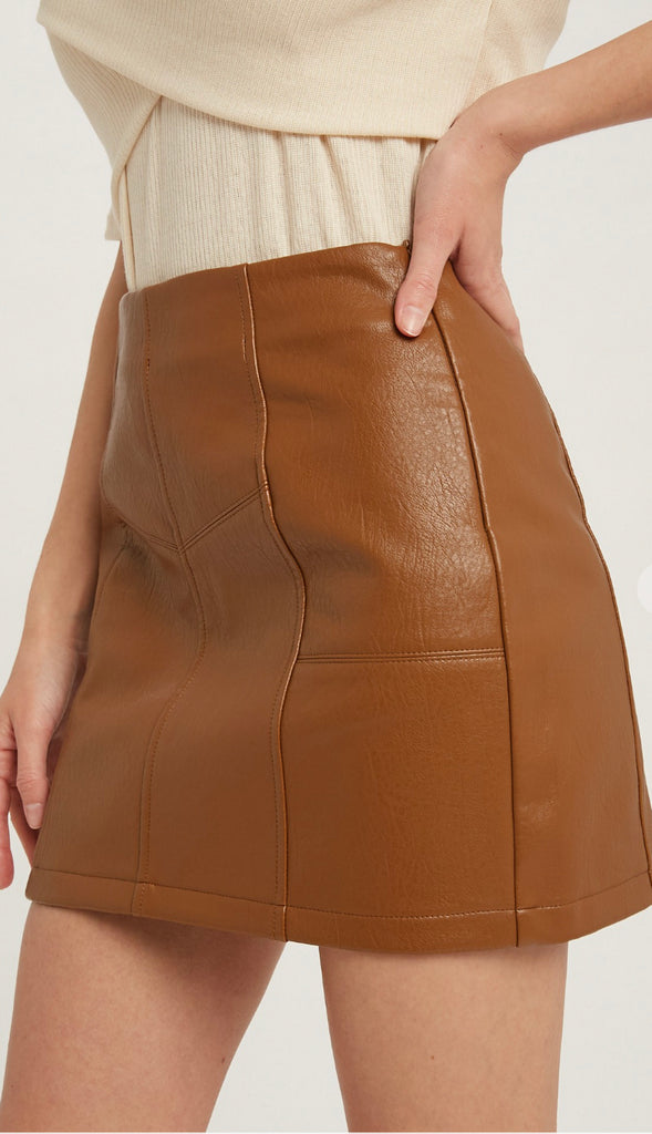 Can't Resist Faux Leather Mini Skirt- Dusty Pink
