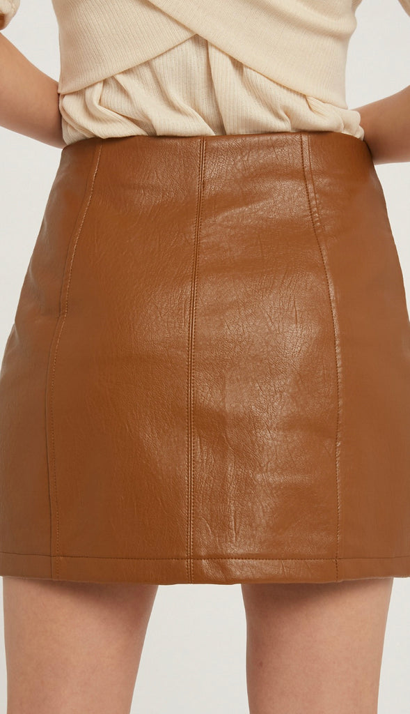 Can't Resist Faux Leather Mini Skirt- Dusty Pink