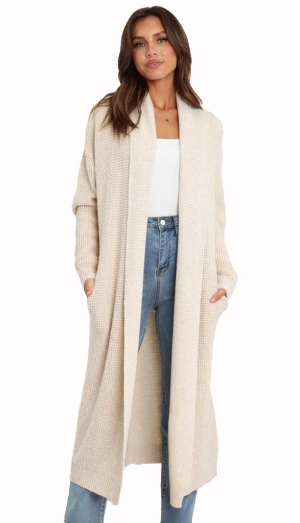 新品タグ付き✨ハーリップトゥ　Ribbed-knit Long Cardigan Ribbed Knit Taupe Cardigan | Modest Women Clothing - YAL New