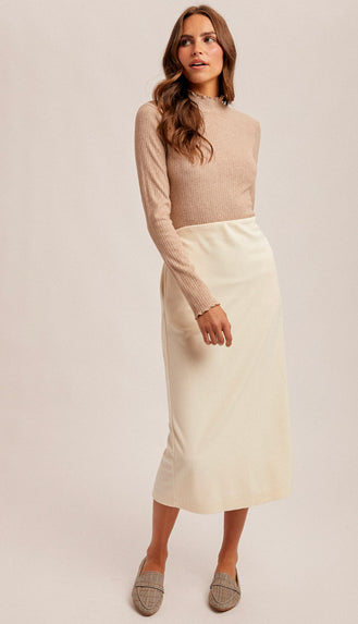 Picture Perfect Brush Textured Midi Skirt- Ivory