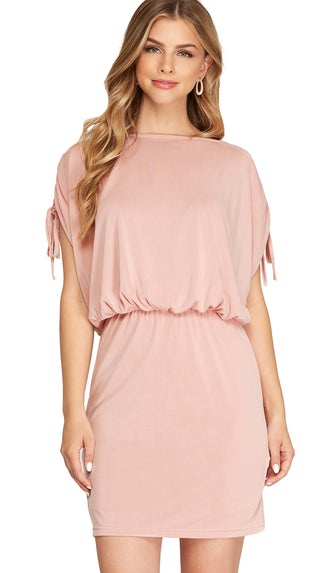 Ultra Soft Drop Shoulder Dress- Misty Pink