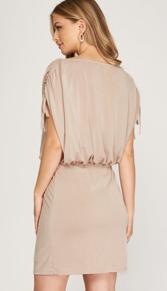 Ultra Soft Drop Shoulder Dress- Taupe