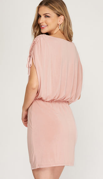 Ultra Soft Drop Shoulder Dress- Misty Pink