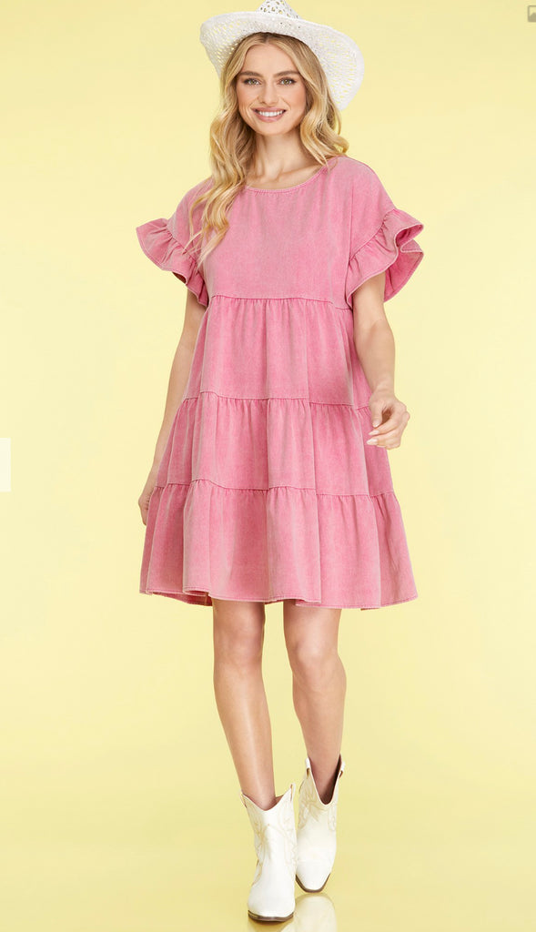 Go With The Flow Tiered Dress- Blue