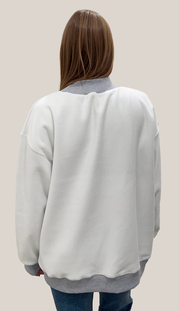 NDSU Bison Reversible Mock Neck Sweatshirt- Gray/White