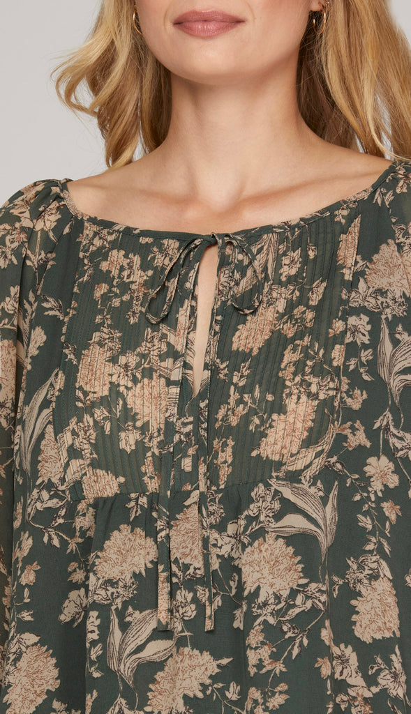 Nyla Pintuck Blouse- Sea Green