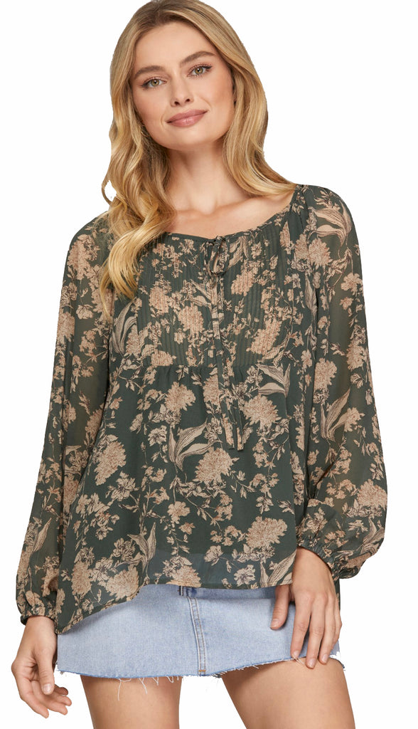 Nyla Pintuck Blouse- Sea Green