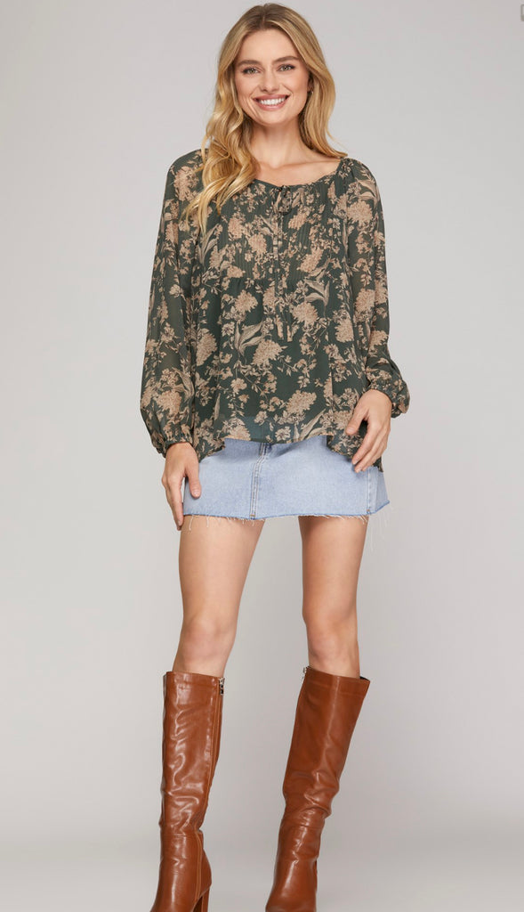 Nyla Pintuck Blouse- Sea Green