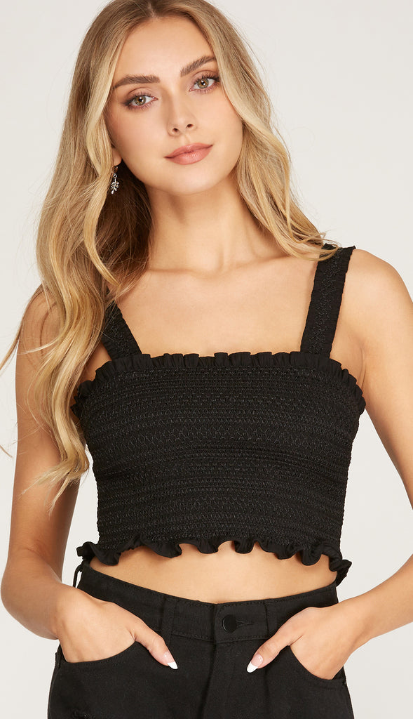 Sammy Smocked Tiered Mini Skirt- Black