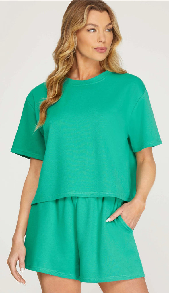 Clear On Comfort Knit Shorts- Jade