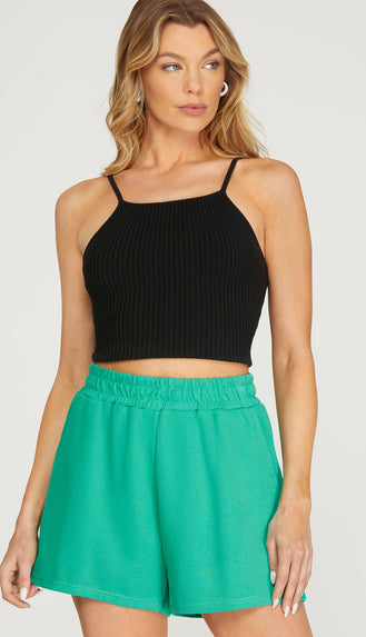 Clear On Comfort Knit Shorts- Jade