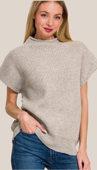Sophia Mock Neck Sweater- H Mocha