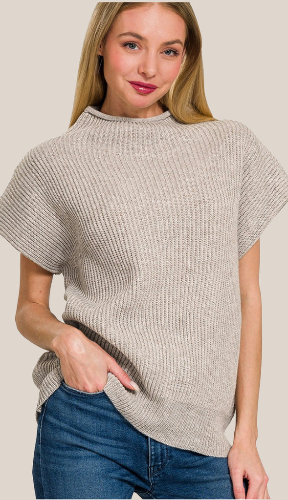 Sophia Mock Neck Sweater- Ivory
