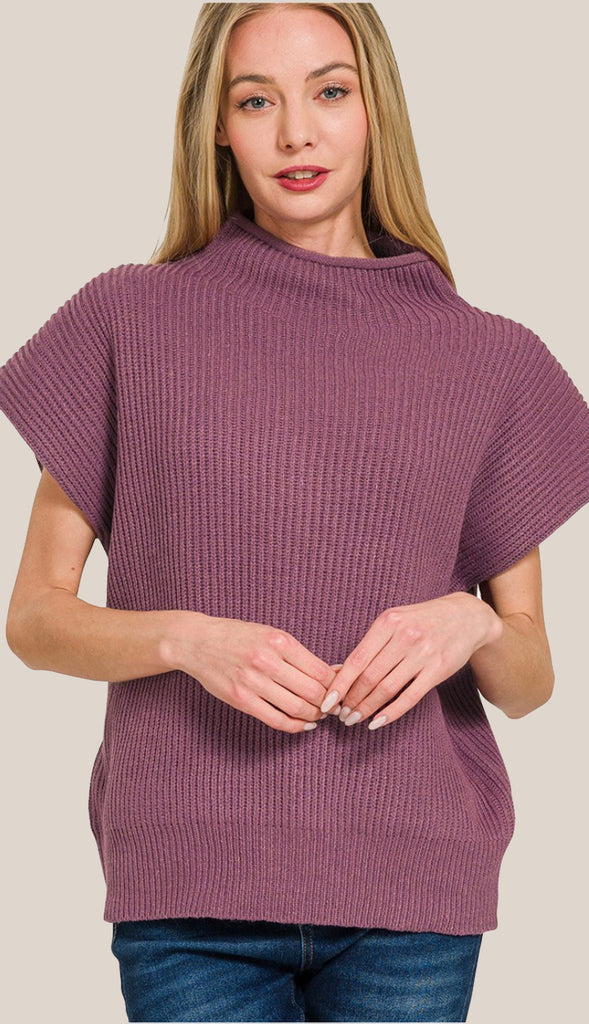 Sophia Mock Neck Sweater- H Mocha