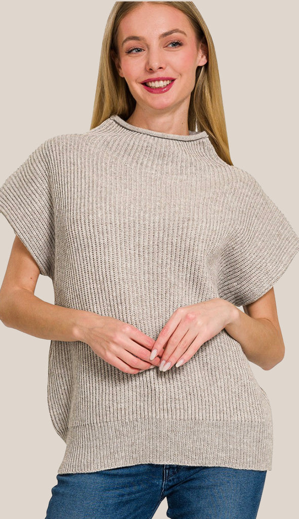 Sophia Mock Neck Sweater- Ivory
