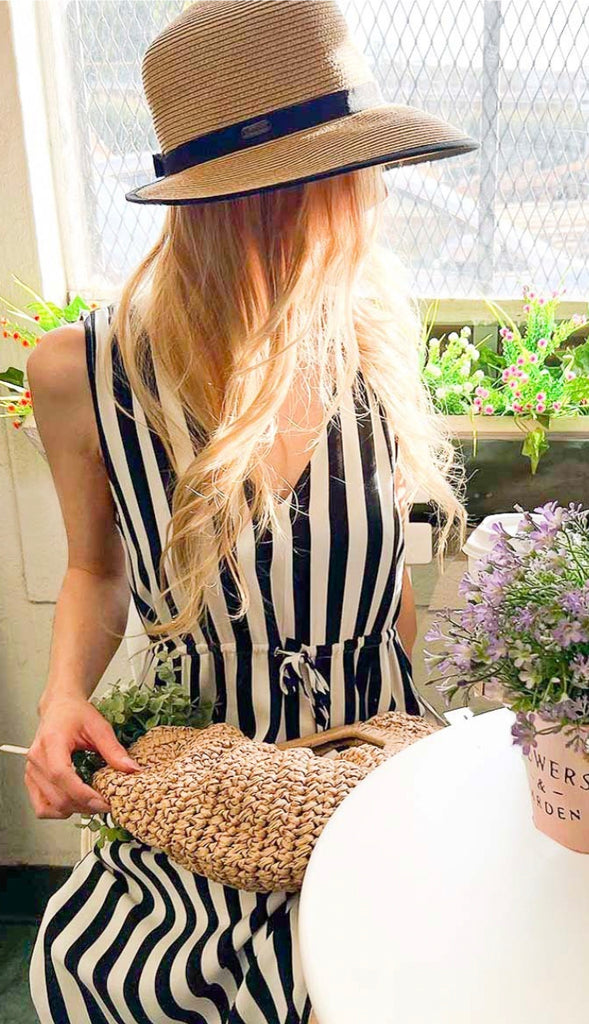 Social Stripe Maxi Dress- Mocha