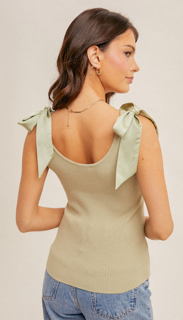 Emmy Tie Sweater Tank- Off White