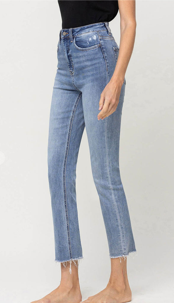 Vervet Swish High Rise Straight Denim- Med Wash