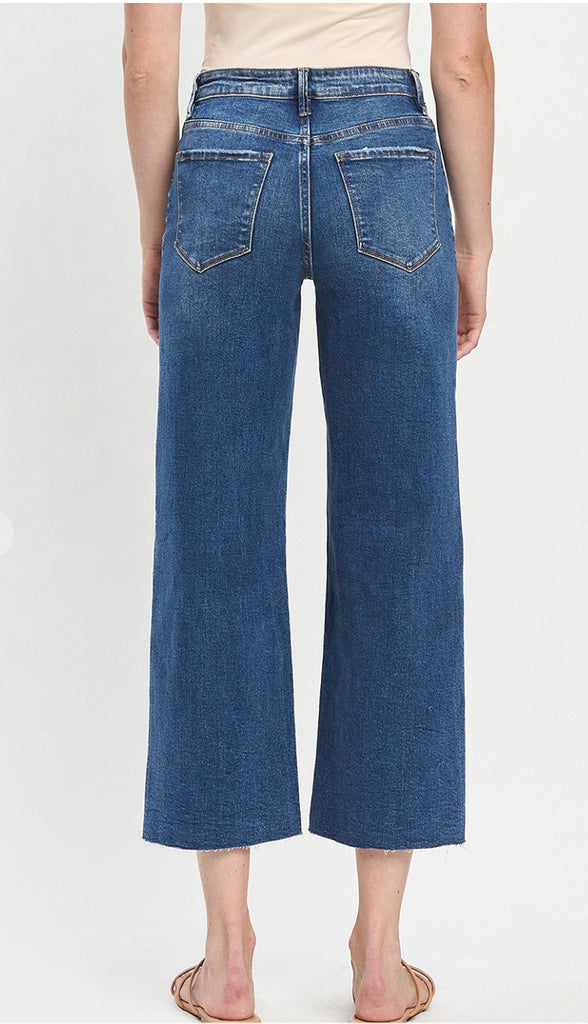 Vervet Upgraded High Rise Crop Wide Leg- Med Wash