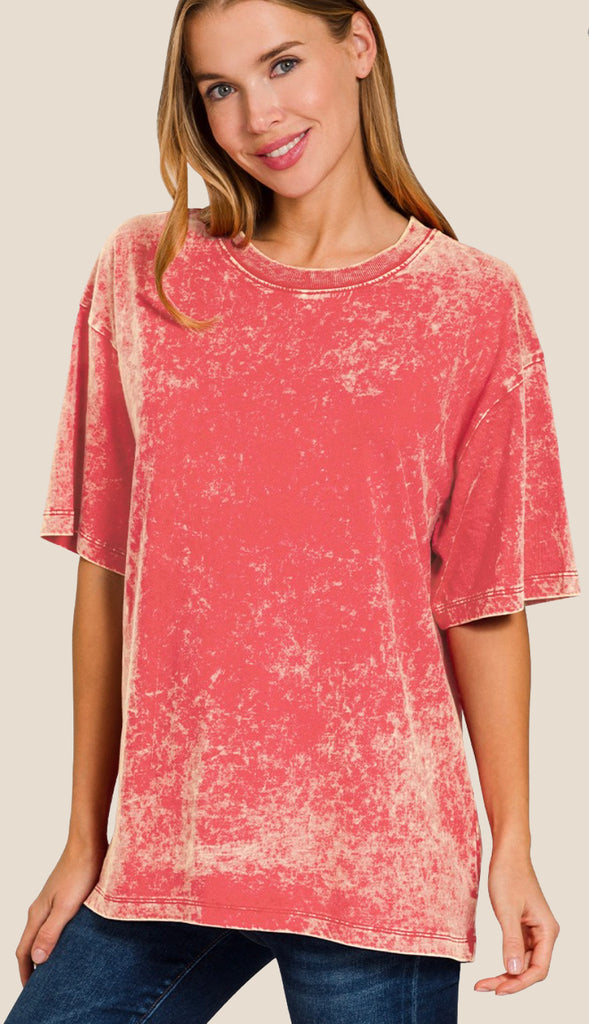 Vivi Washed Oversized Top- Bright Mauve