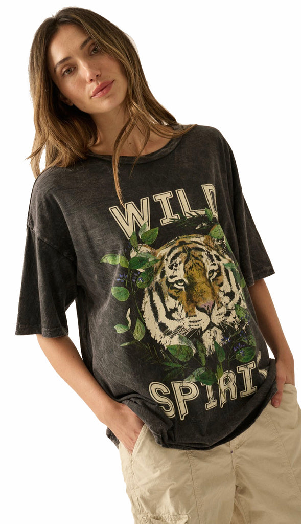 Wild Spirit Oversized Graphic Tee- Black