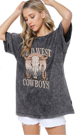 Wild West Cowboys Graphic Tee- Black