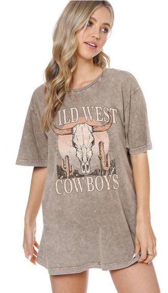 Wild West Cowboys Graphic Tee- Mocha