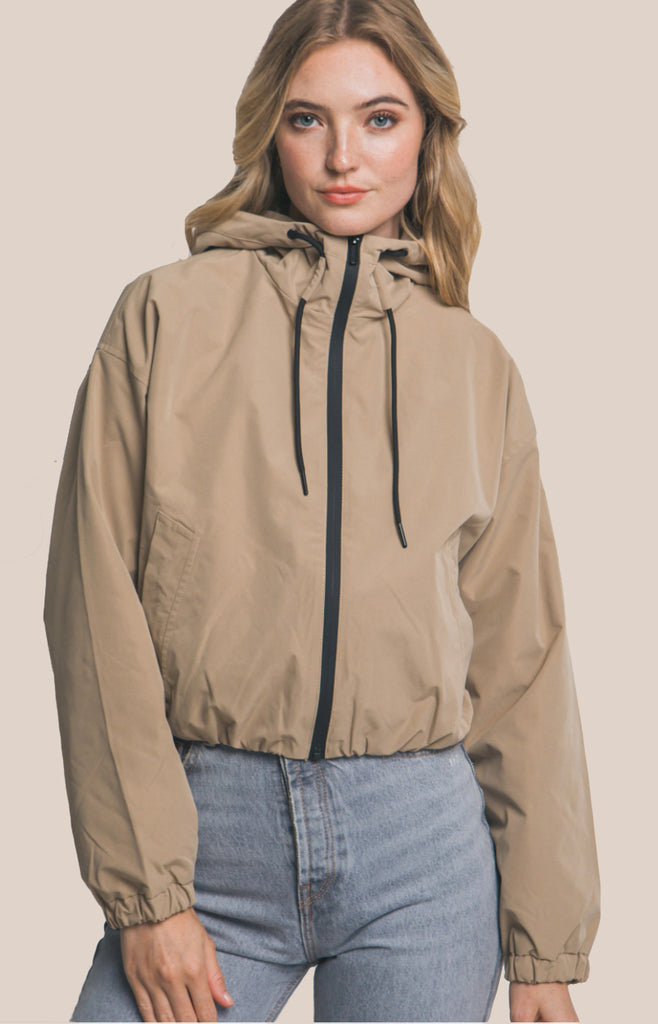 Lulu Hooded Full Zip Jacket- Cream