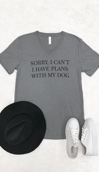 Plans With Dog Tee- Grey
