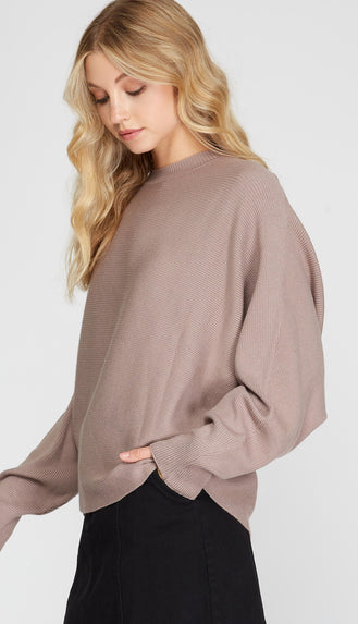 Leeza Dolman Sleeve Sweater- Mocha