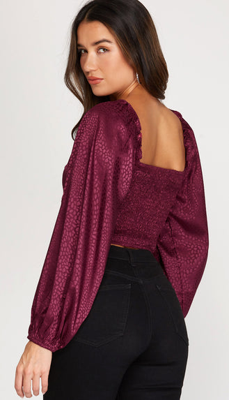 Night To Remember Jacquard Crop Top- Berry Pink