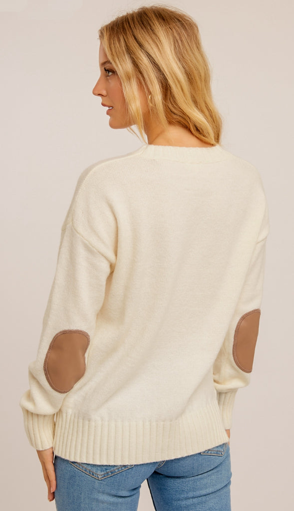 Taupe Elbow Patch Sweater — Lovely Daye